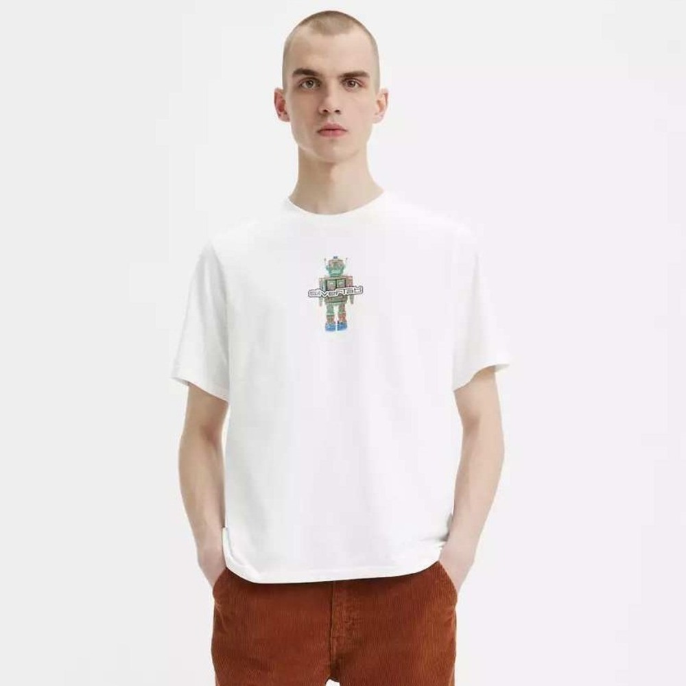 Levi's Silver Tab Relaxed Fit Robot‎ Graphic Short Sleeve Tee White Men's Size M